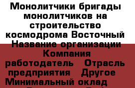 Монолитчики/бригады монолитчиков на строительство космодрома Восточный › Название организации ­ Компания-работодатель › Отрасль предприятия ­ Другое › Минимальный оклад ­ 60 000 - Все города Работа » Вакансии   . Карачаево-Черкесская респ.